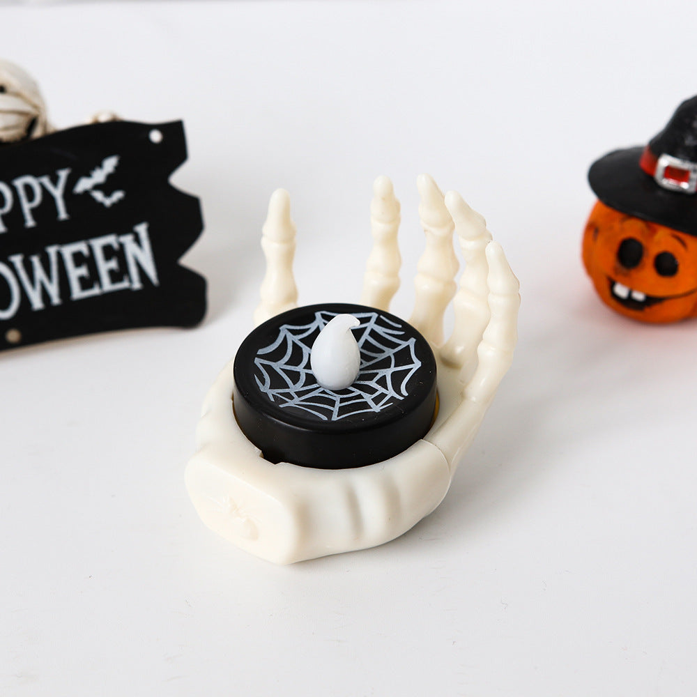 Halloween Skeleton Hand LED Candle Decoration for Spooky Parties and Haunted Houses