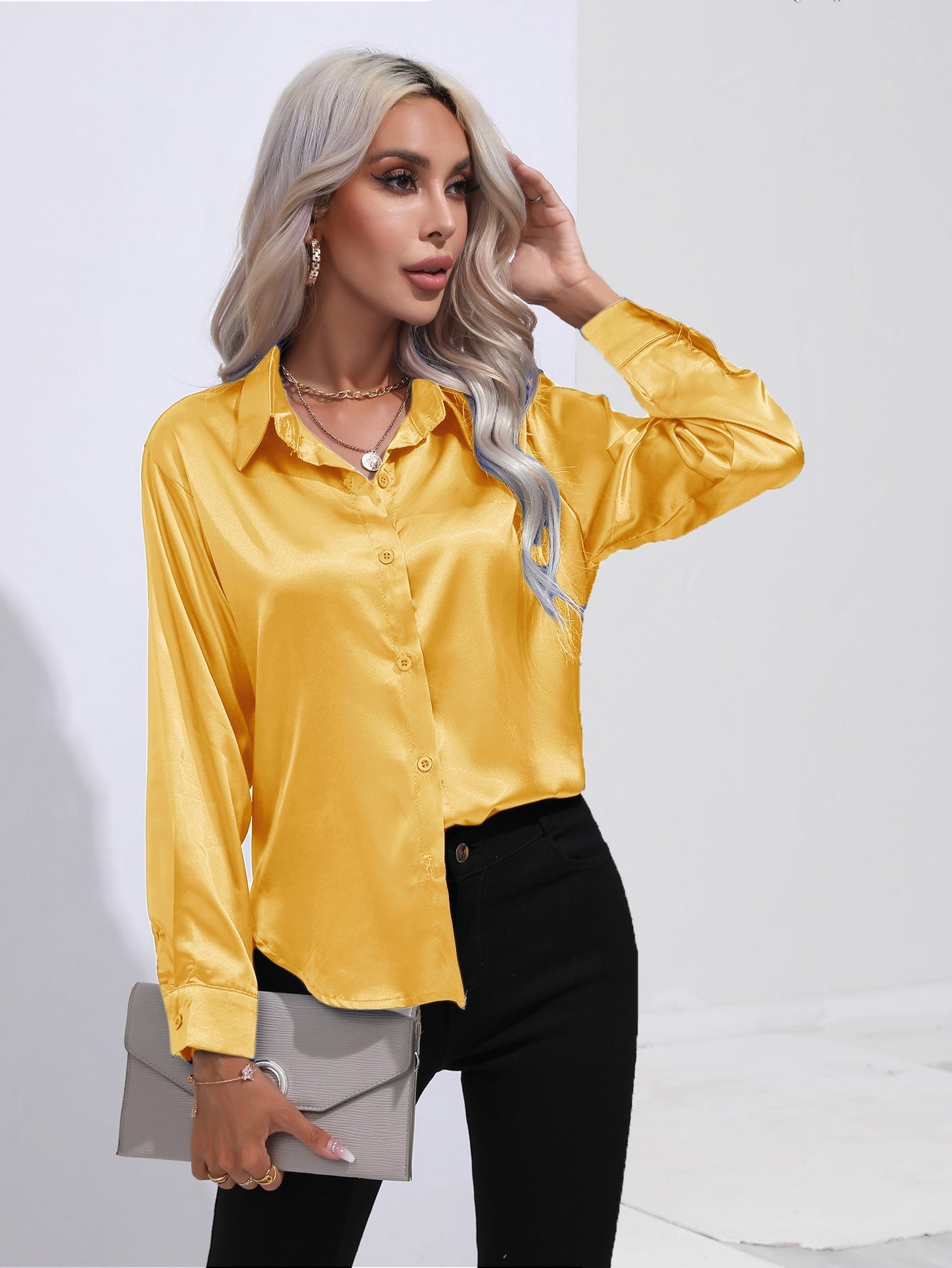Harriet – Elegant Women's Satin Shirt