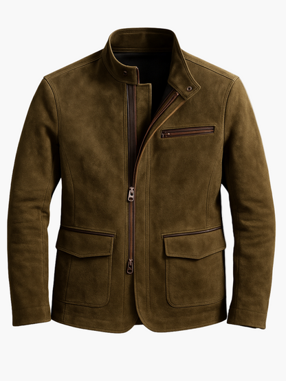 Men's Classic Suede Moto Jacket for All-Season Style and Comfort
