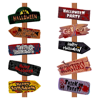 Halloween Party Directional Road Sign Decorations Set - Spooky Paper Signs for Outdoor & Indoor Halloween Decor