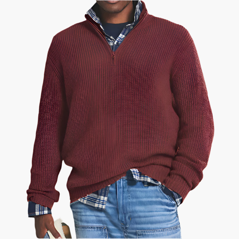 Men's Business Casual Quarter-Zip Knit Pullover Sweater – Classic Style for Office and Everyday Wear