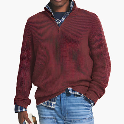 Men's Business Casual Quarter-Zip Knit Pullover Sweater – Classic Style for Office and Everyday Wear