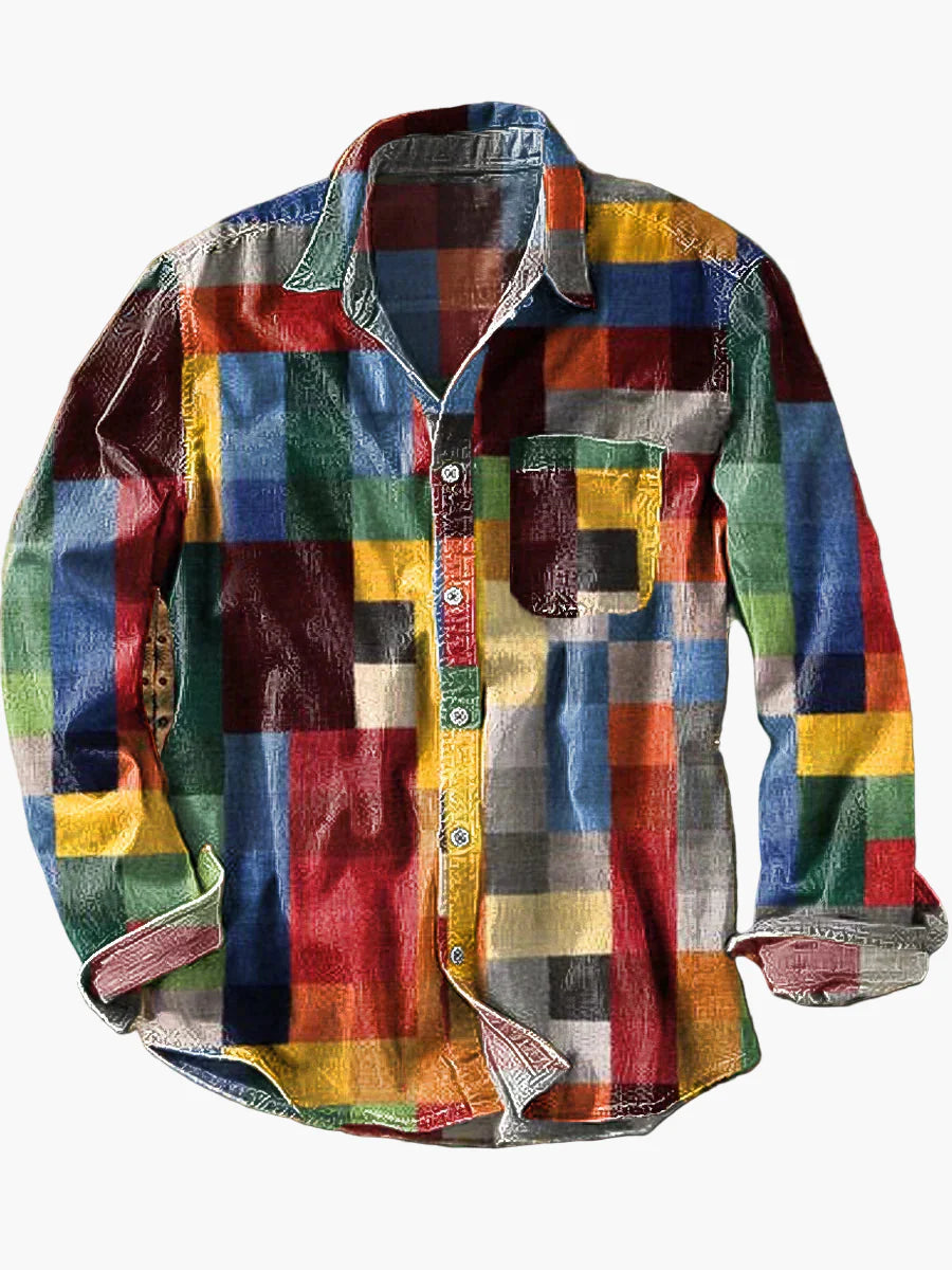 Men's Unisex Vintage Checkered Casual Shirt – Retro Style Everyday Wear