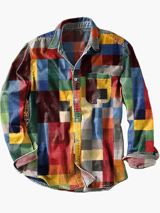 Men's Unisex Vintage Checkered Casual Shirt – Retro Style Everyday Wear
