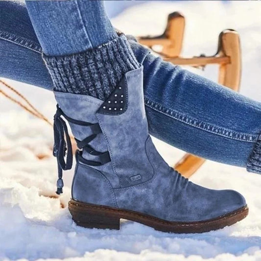 Women's Winter Mid-Calf Vintage Boots for Outdoor Comfort and Style