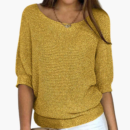 Women's Relaxed Knit Pullover Sweater – Casual Everyday Loose Fit Top