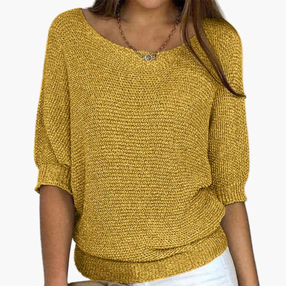 Women's Relaxed Knit Pullover Sweater – Casual Versatile Everyday Comfort
