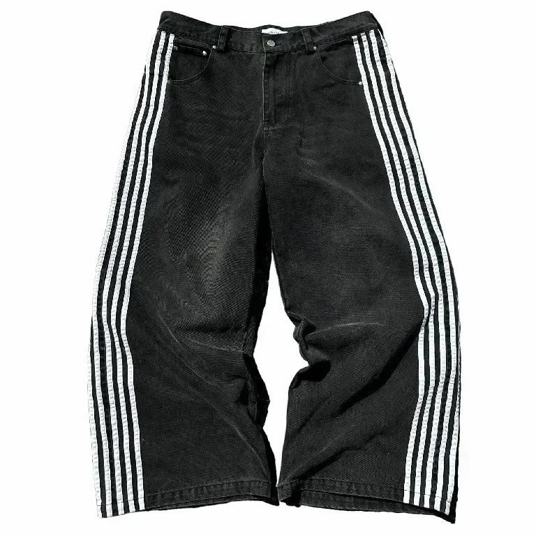 Scott – Vintage Stripe Stitching Embroidered Jeans