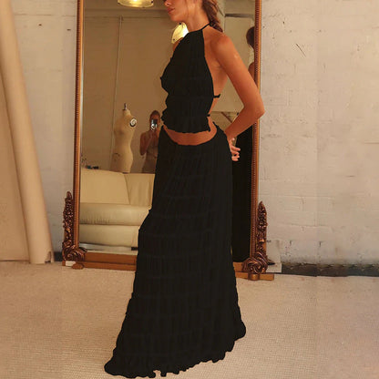 Amelia – Elegant Sleeveless Halter Dress Set
