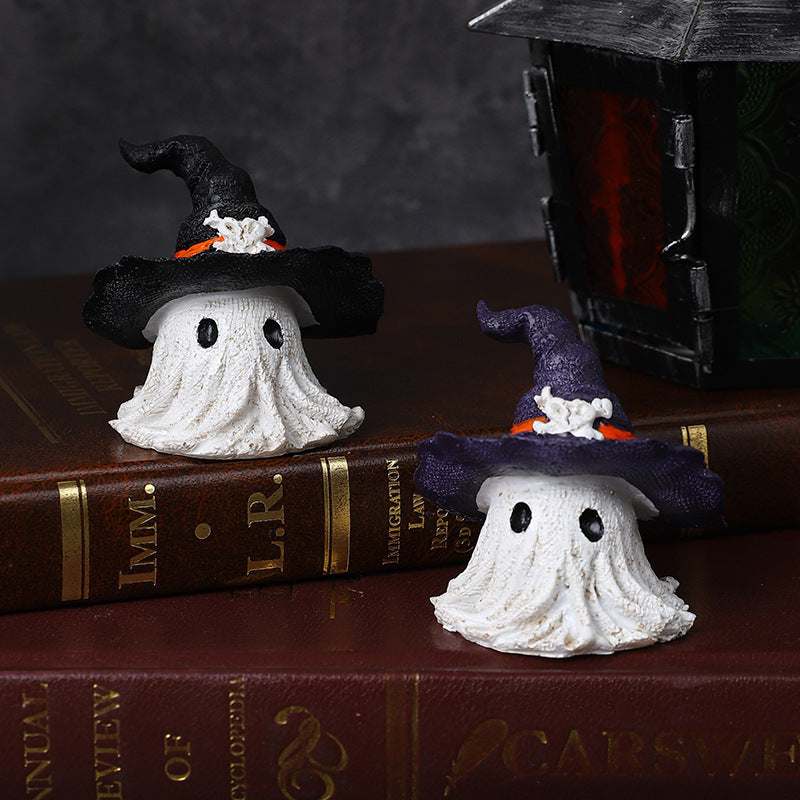 Halloween Ghost Wizard Hat Resin Figurine Decoration