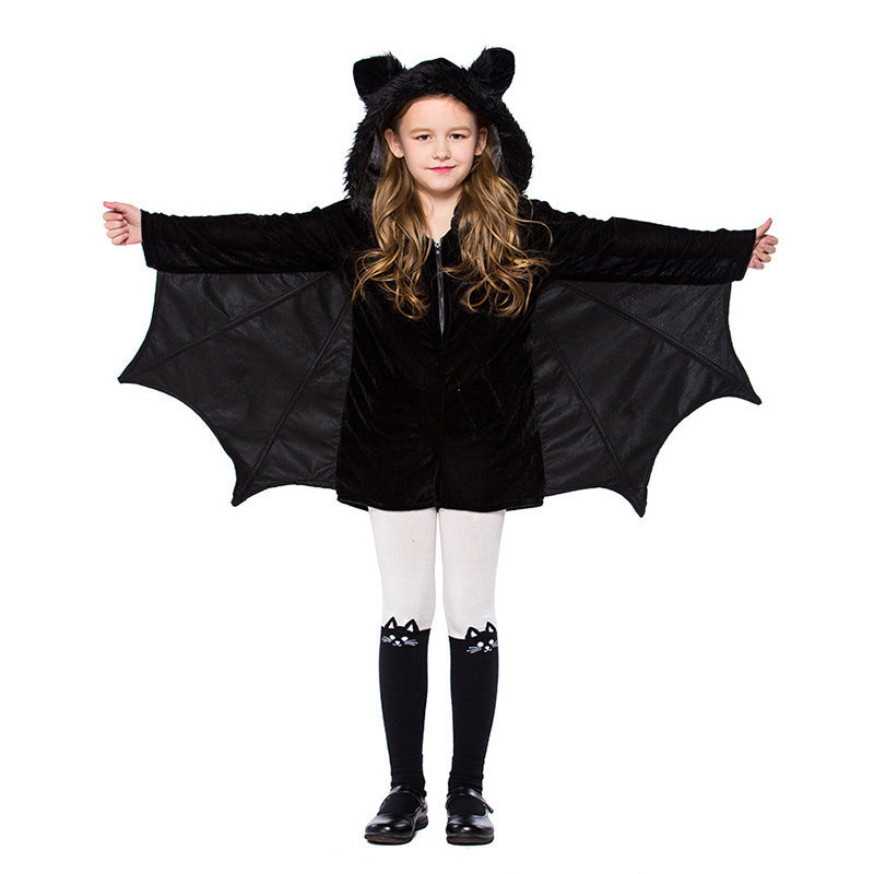Kids' Halloween Bat Costume Cape with Hood – Unisex Halloween Dress Up Outfit