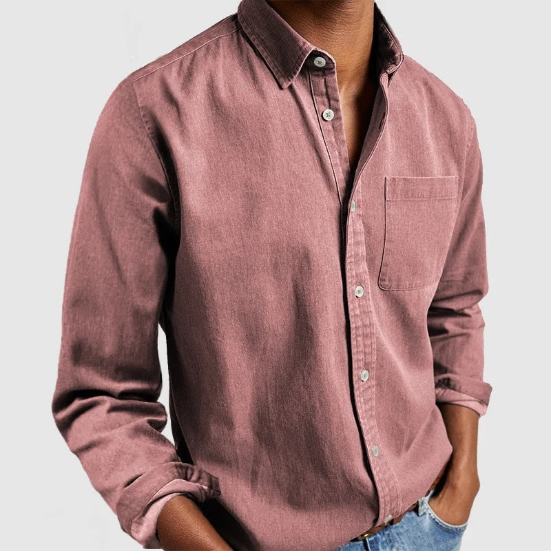 Men’s Casual Long Sleeve Button-Up Shirt for Everyday Wear