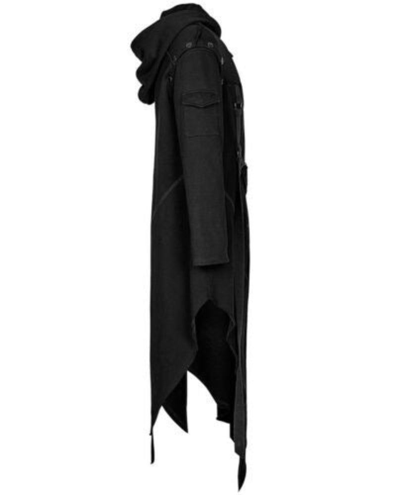 Men's Halloween Gothic Hooded Long Coat Costume - Asymmetrical Vintage Style for Parties & Cosplay