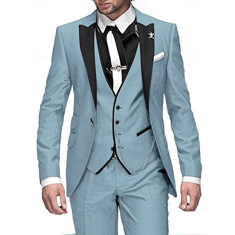 Men's 3-Piece Formal Business Suit Set – Classic Slim Fit, Modern Elegance, Versatile for Weddings & Office