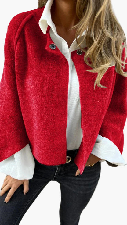 Women's Elegant Wool Blend Short Coat – Classic Business & Evening Style
