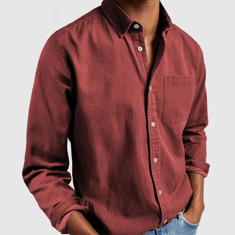 Men’s Casual Long Sleeve Button-Up Shirt for Everyday Wear