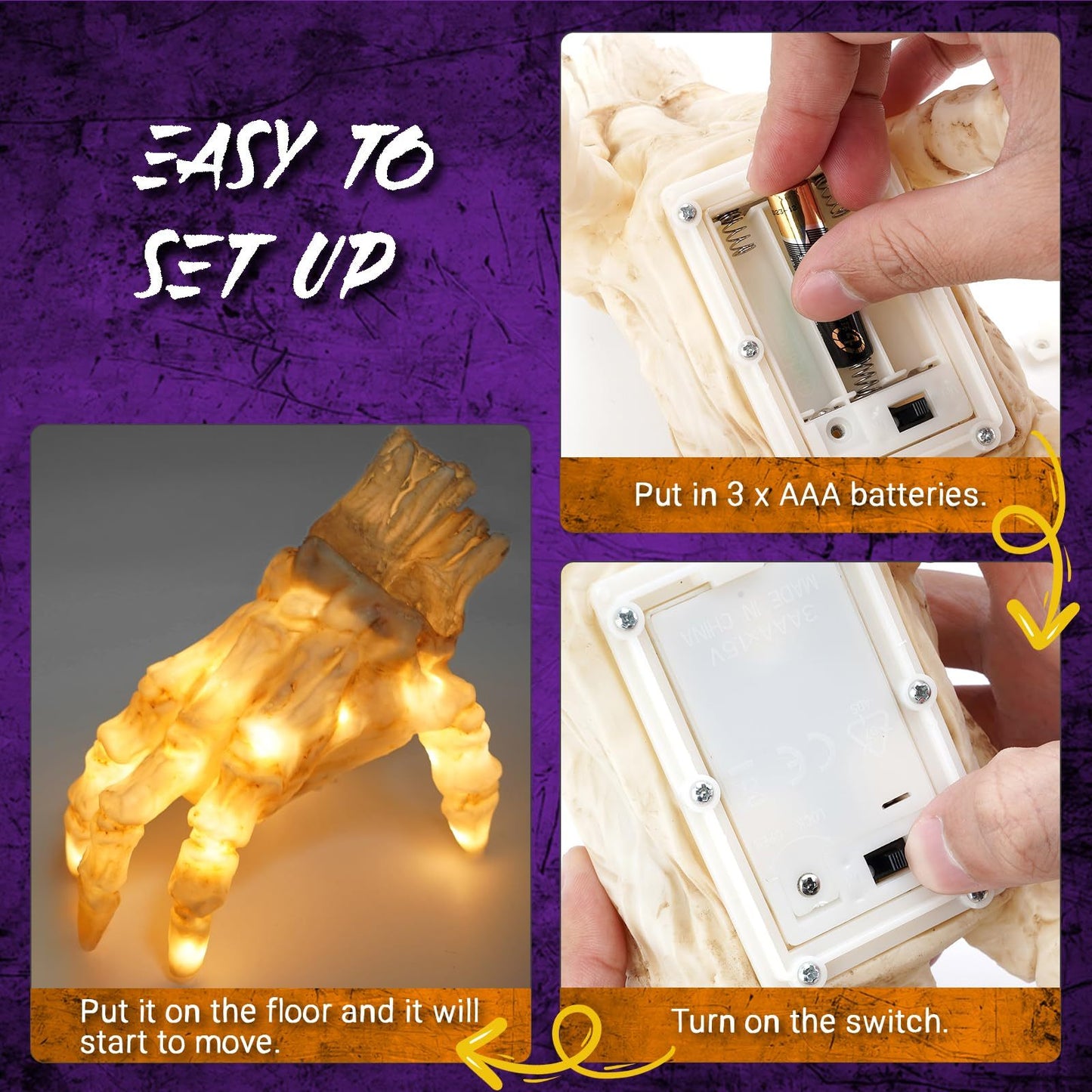 Halloween Glowing Walking Zombie Hand Prop for Spooky Party Decorations