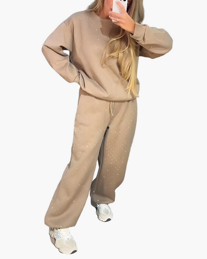 Women's Relaxed Fit Diamond Lounge Set – Chic Casual Statement Outfit