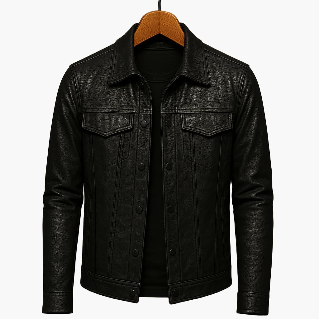Men's Moto-Inspired Classic Leather Jacket for Modern Casual Style