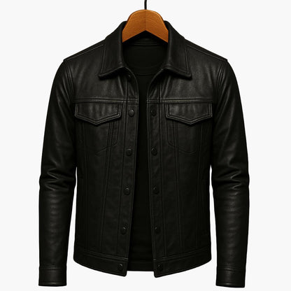 Men's Moto-Inspired Classic Leather Jacket for Modern Casual Style