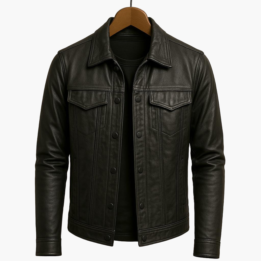 Men's Moto-Inspired Classic Leather Jacket for Modern Casual Style