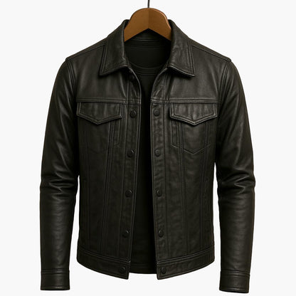 Men's Moto-Inspired Classic Leather Jacket for Modern Casual Style