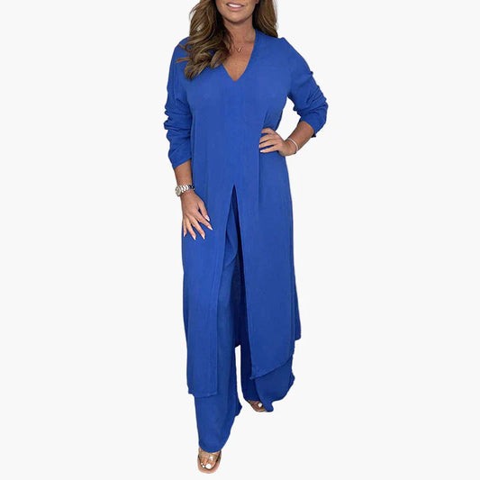Women's Two-Piece Casual Longline Pantsuit – Relaxed Fit, Modern Versatile Outfit for Everyday and Events