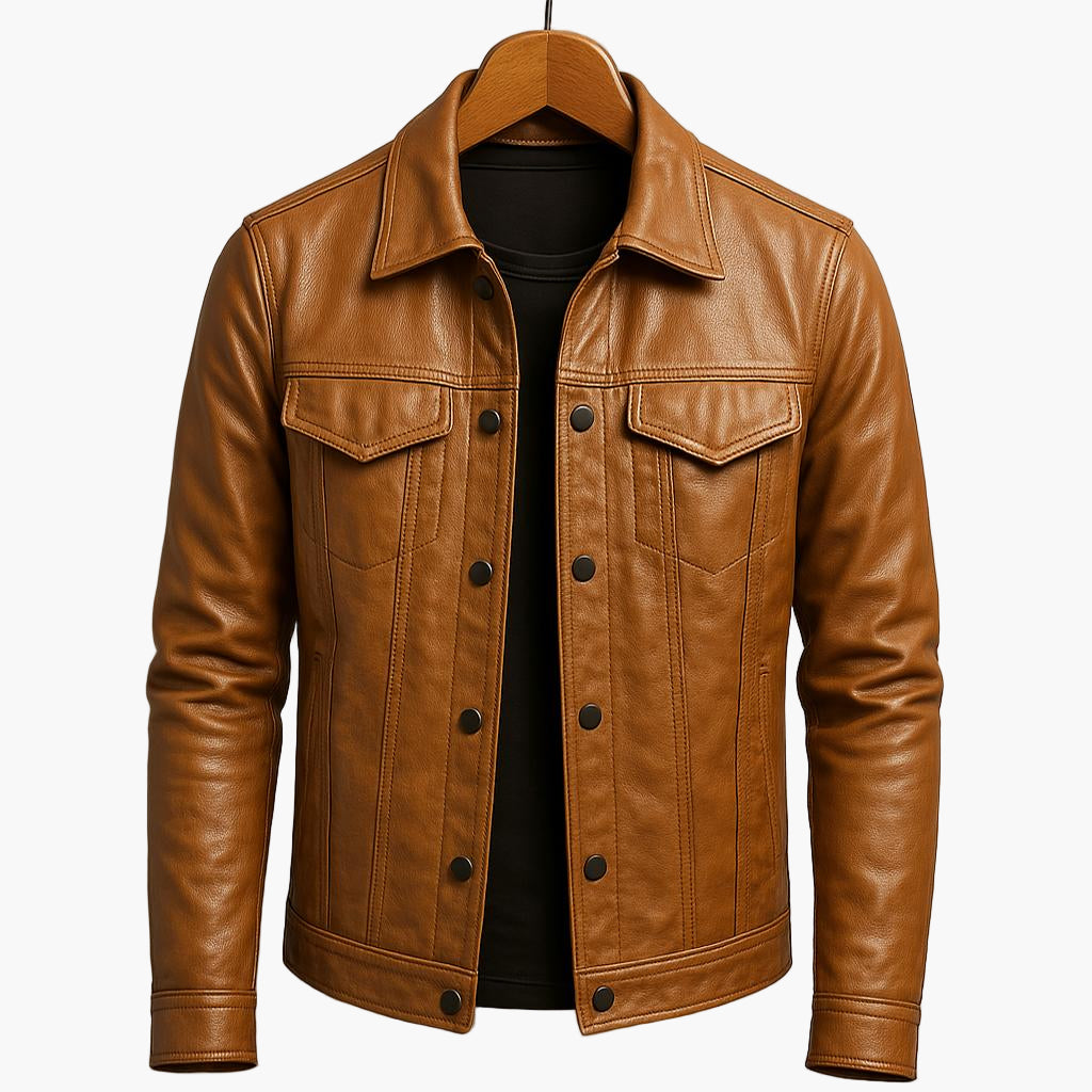 Men's Moto-Inspired Classic Leather Jacket for Modern Casual Style