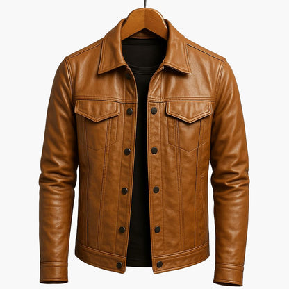 Men's Moto-Inspired Classic Leather Jacket for Modern Casual Style