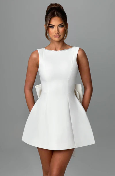 Lydia – Women's Pearl Bow Fashion Slim Fit Skirt