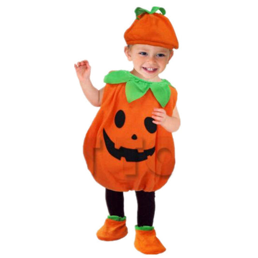 Kids' Halloween Pumpkin Costume – Unisex Fun Cartoon Outfit for Parties & Trick-or-Treat