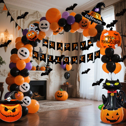 Halloween Party Balloon Decoration Set for Spooky Indoor Celebrations