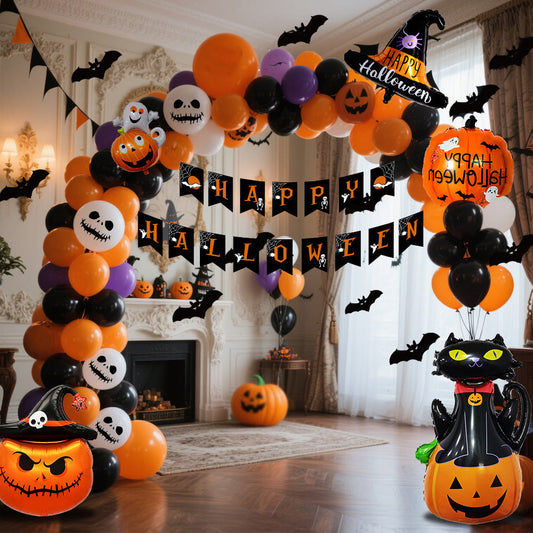 Halloween Party Balloon Decoration Set for Spooky Indoor Celebrations