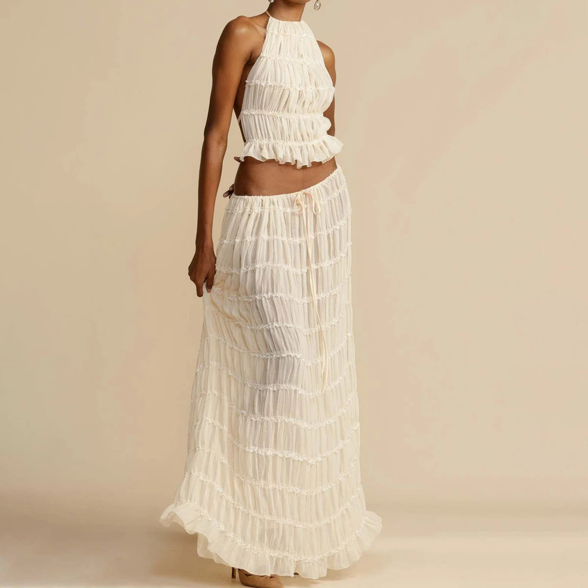 Amelia – Elegant Sleeveless Halter Dress Set