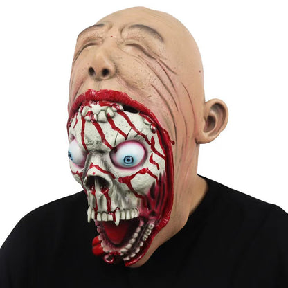 Halloween Big Mouth Skull Latex Mask for Adults - Scary Costume Prop