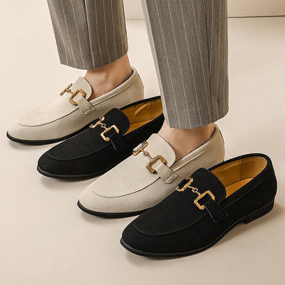 Men's Casual Loafer Dress Shoes with Metal Buckle – Business and Everyday Style