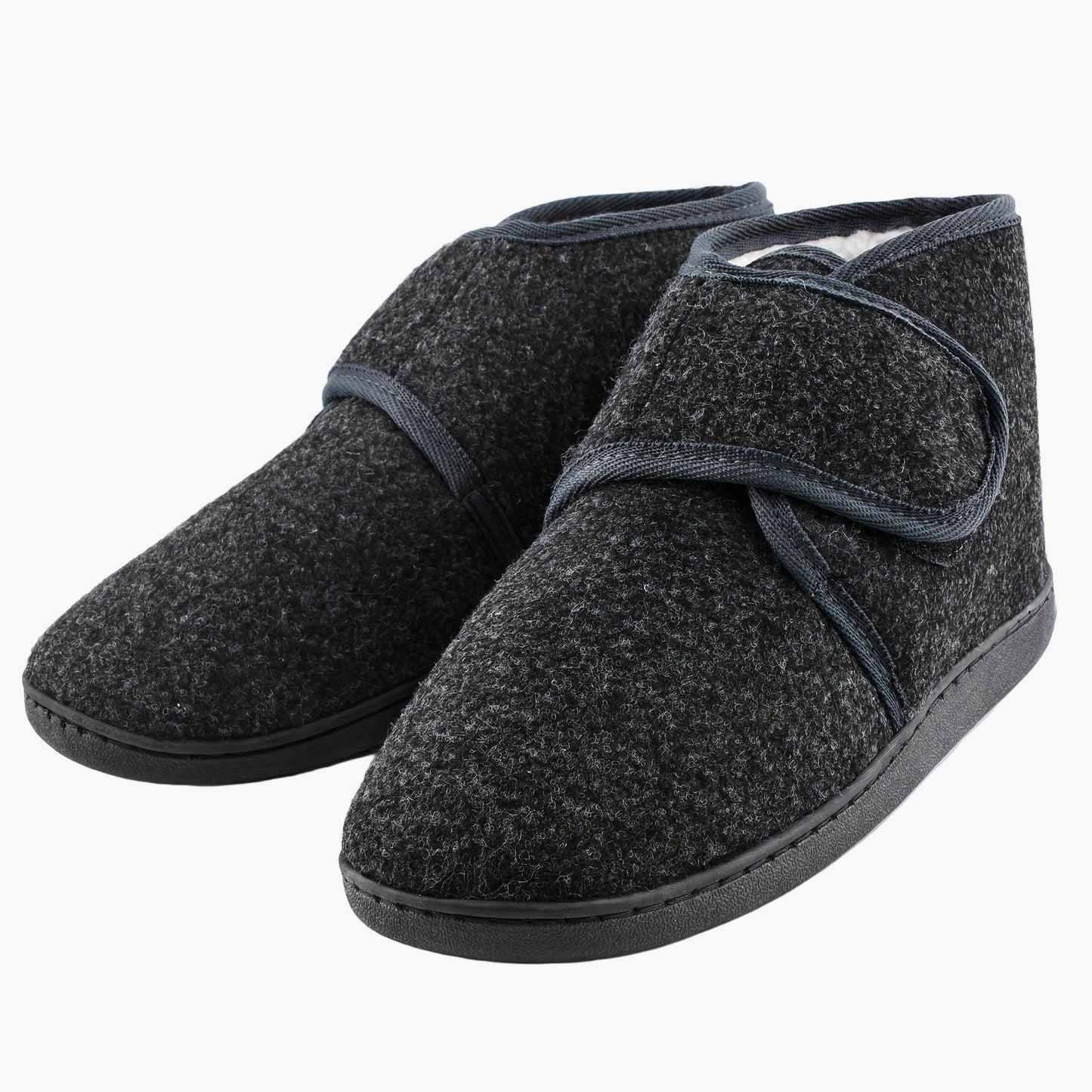 Men's Vintage Comfort Indoor Slippers with Ankle Strap and Velcro Closure