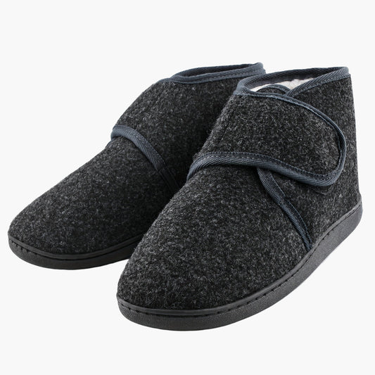Men's Vintage Comfort Indoor Slippers with Ankle Strap and Velcro Closure