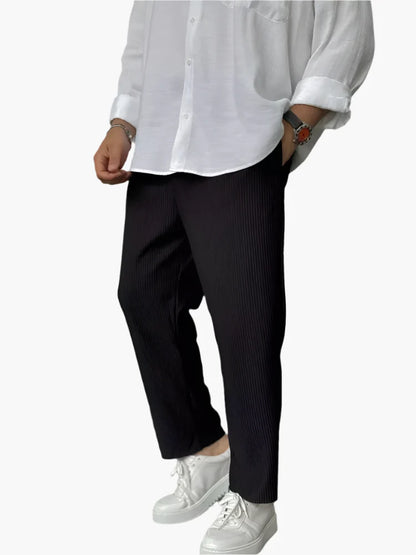 Men's Relaxed Fit Luxury Pleated Trousers for Everyday & Formal Wear
