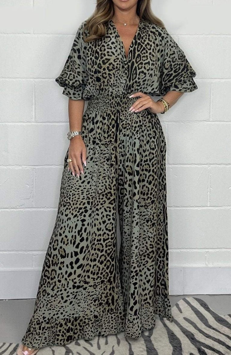 Catherine – Women's Casual Leopard Print Jumpsuit