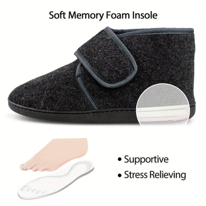 Men's Vintage Comfort Indoor Slippers with Ankle Strap and Velcro Closure