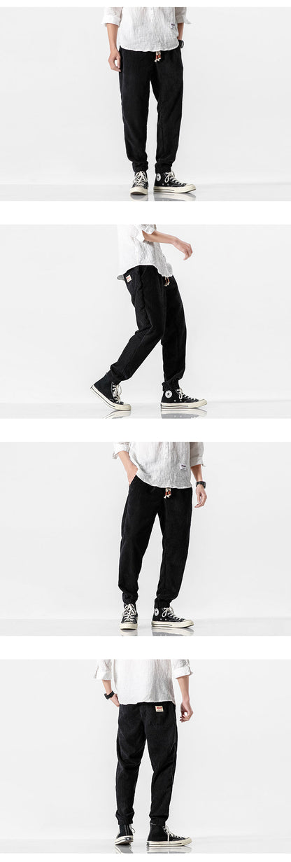 Stuart – Solid Color Distressed Men's Corduroy Harem Pants