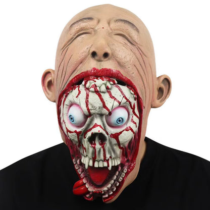 Halloween Big Mouth Skull Latex Mask for Adults - Scary Costume Prop