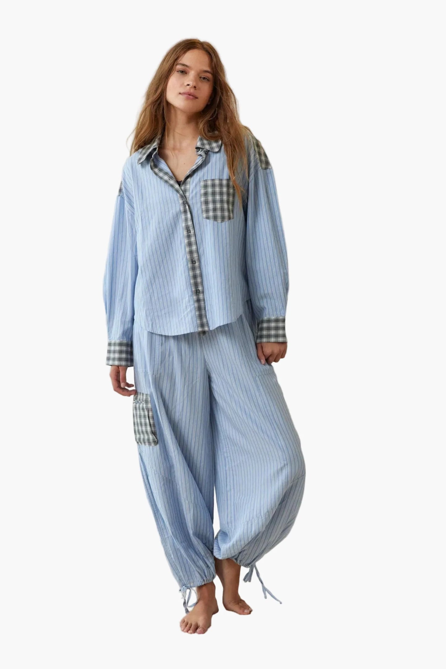 Women's Relaxed Fit Pajama Set – Classic Striped Lounge Sleepwear