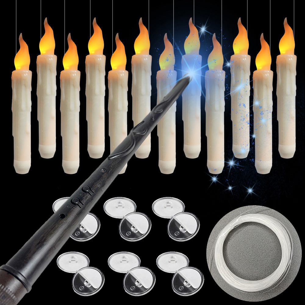 Halloween Floating LED Candles with Magic Wand Remote - Spooky Party Decorations Set