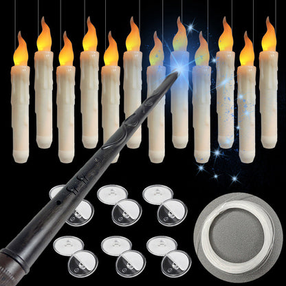 Halloween Floating LED Candles with Magic Wand Remote - Spooky Party Decorations Set