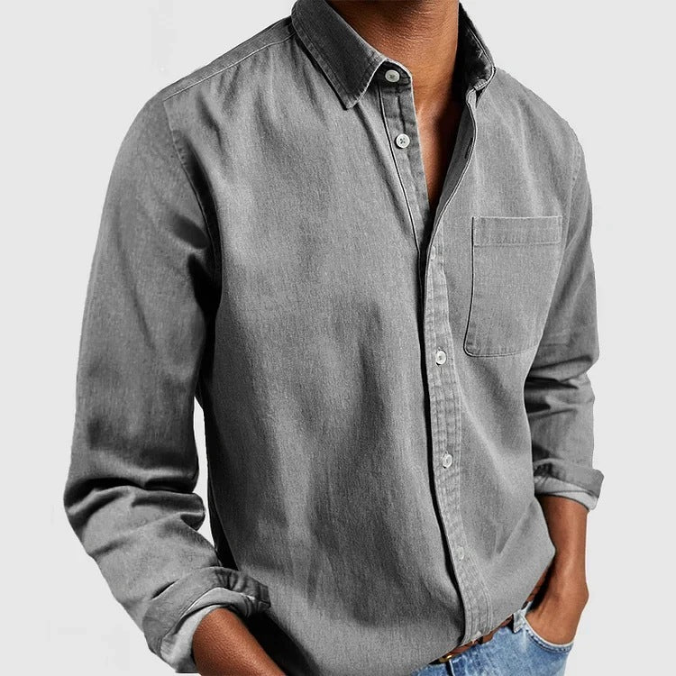 Men’s Casual Long Sleeve Button-Up Shirt for Everyday Wear
