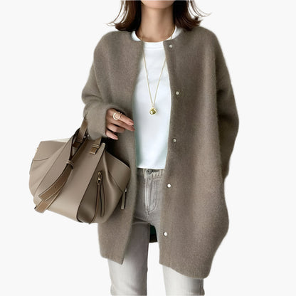 Women's Elegant Casual Knit Cardigan Jacket – Versatile Relaxed Fit Top for Everyday Style