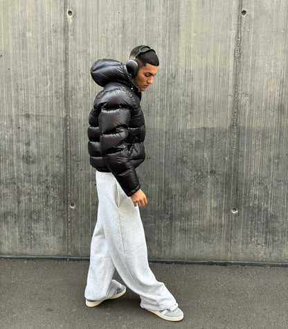 Men's Glossy Puffer Jacket – Urban Winter Street Style Outerwear