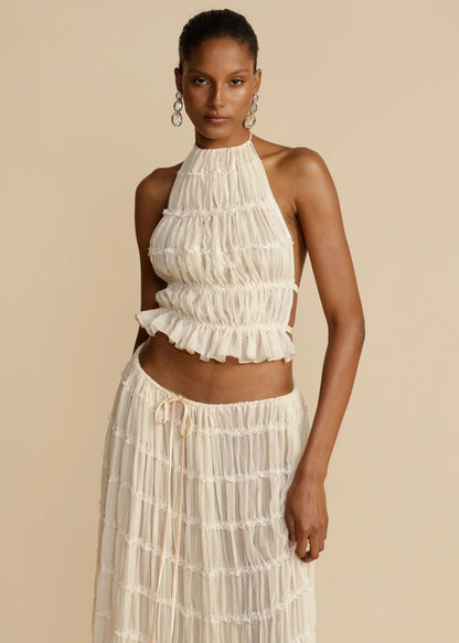 Amelia – Elegant Sleeveless Halter Dress Set